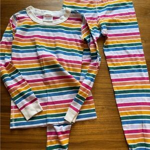 Hanna Andersson Rainbow Stripe Organic Cotton Pajama Set Girls 130 (8) EUC